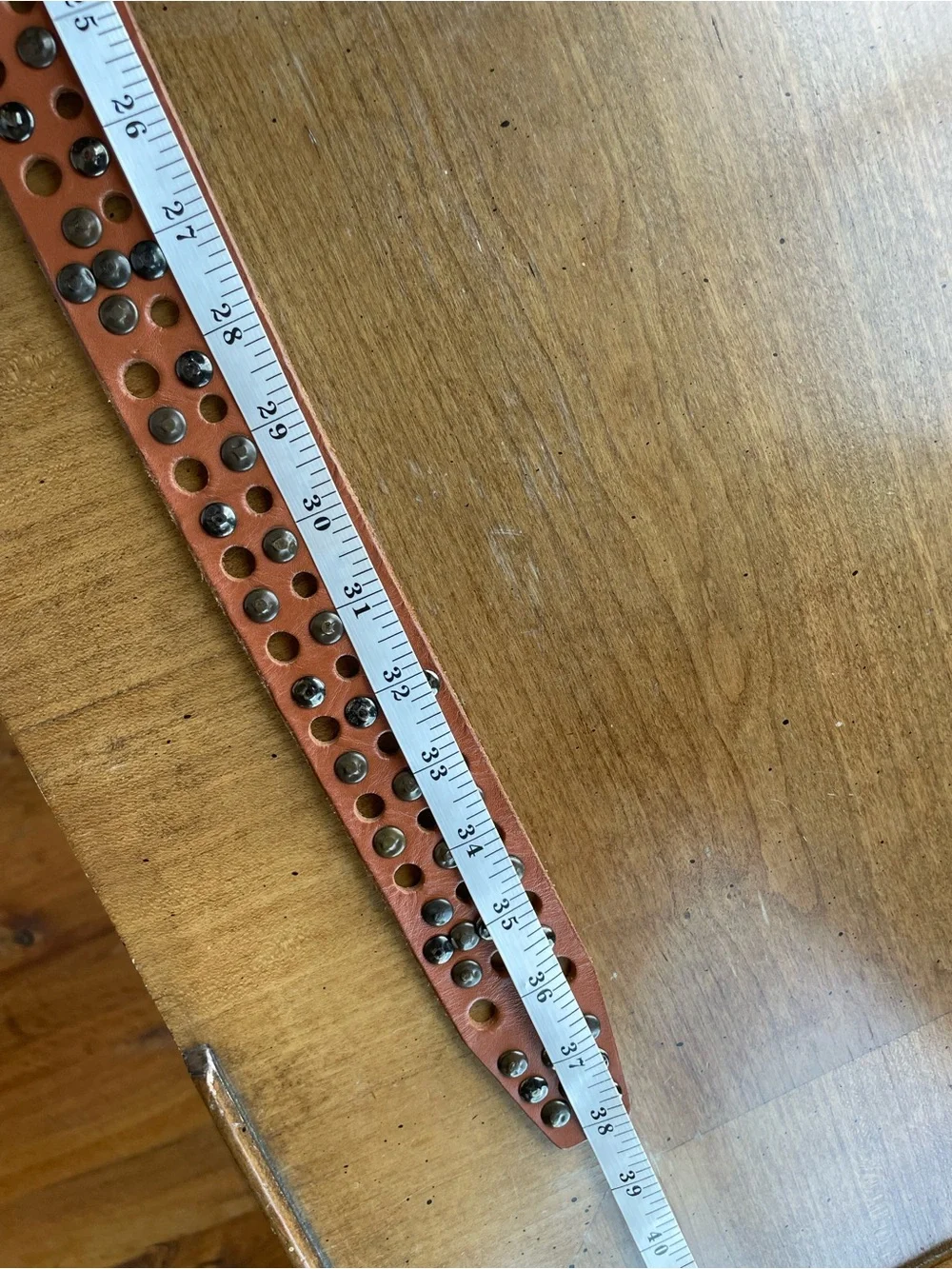 Will Leather Goods Tan Studded Leather Belt with Brushed Metal Buckle